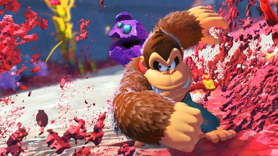 Donkey Kong Bananza Nintendo Switch 2 game featuring DK and Pauline in epic platformer adventure with destructible environments